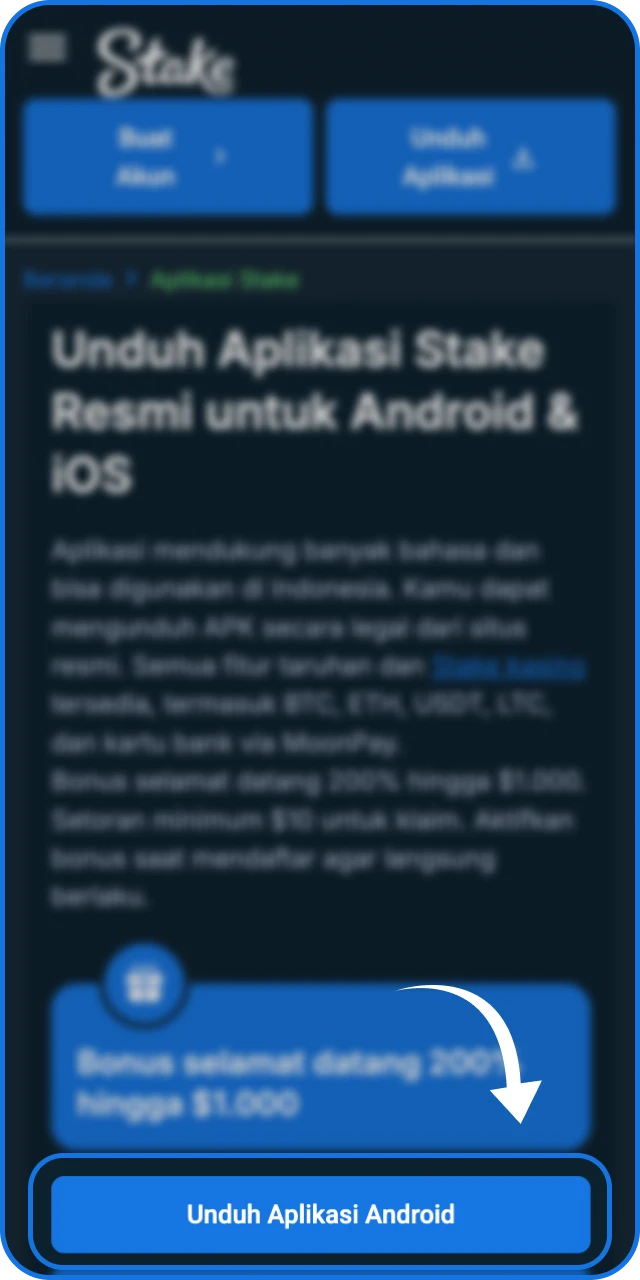 Buka aplikasi Stake App yang telah terpasang di perangkat seluler Anda.