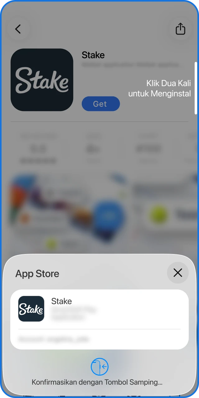 Verifikasi di Pengaturan bila diminta untuk memberikan akses pada Stake App iOS.