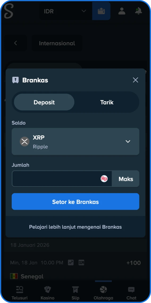Lakukan deposit kripto atau kartu bank via MoonPay sesuai preferensi saldo Stake Indonesia Anda.