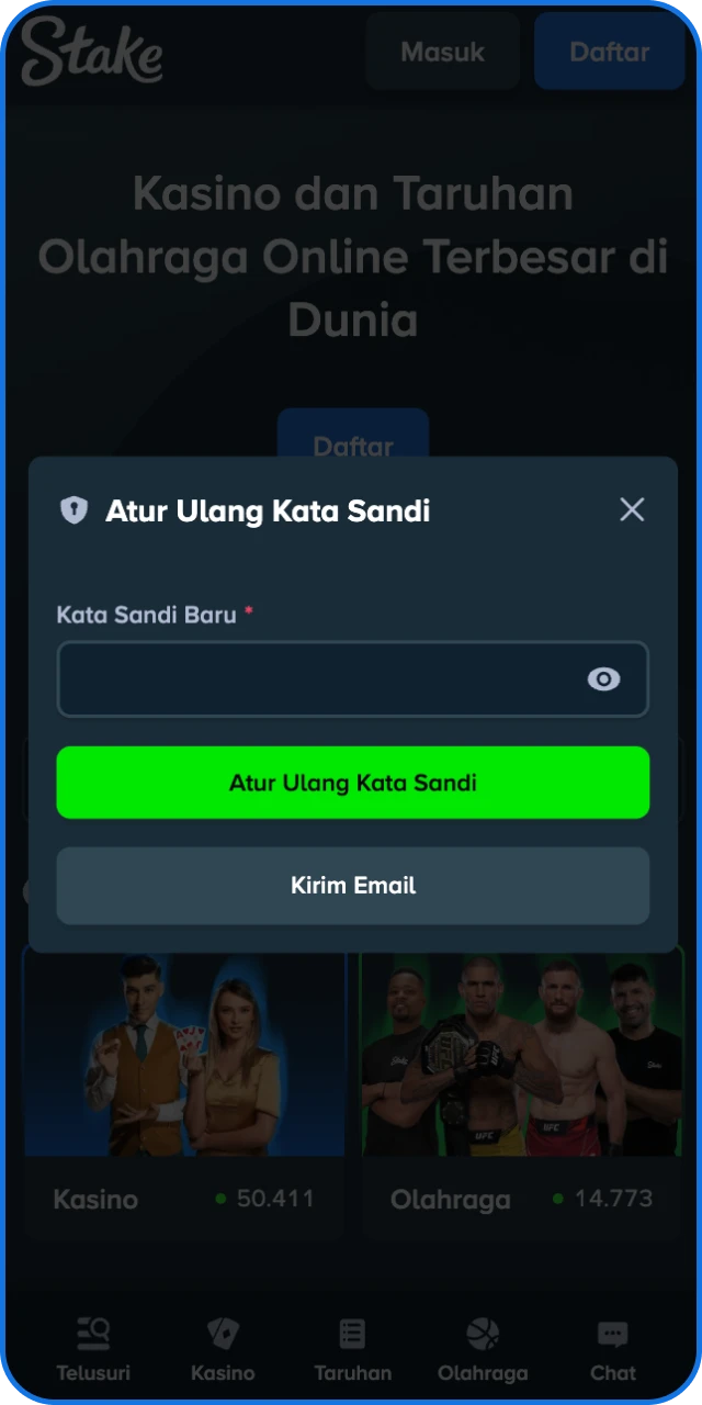 Buat kata sandi baru yang kuat untuk melindungi akun Stake Indonesia Anda.