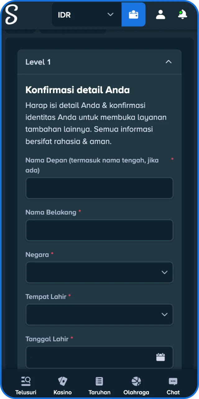 Lakukan verifikasi selfie untuk memastikan keaslian pemilik akun resmi Stake Indonesia.