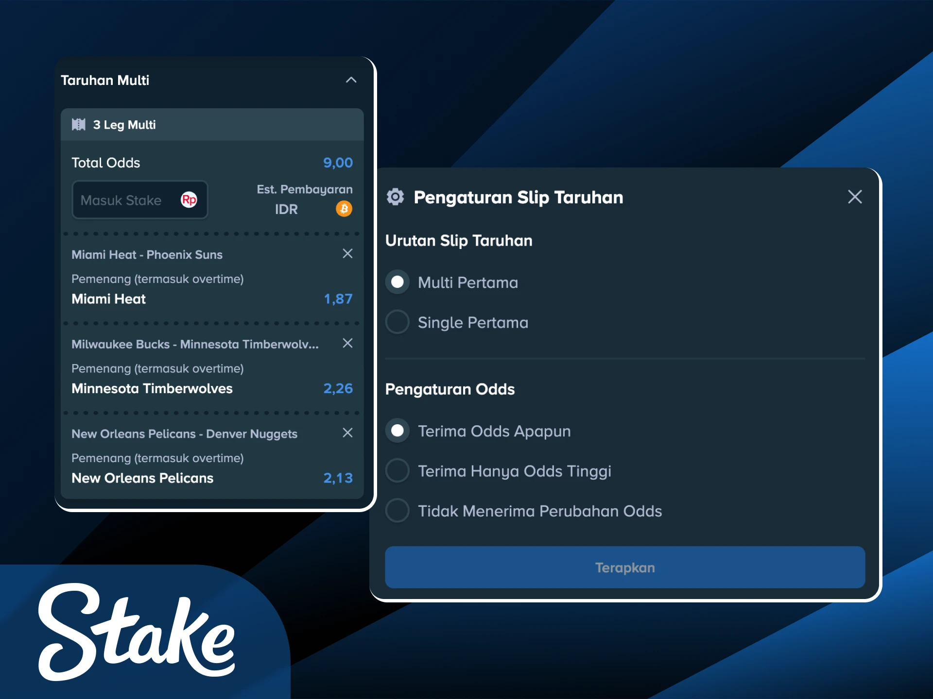 Gunakan fitur multi live di Stake Indonesia untuk memantau banyak pertandingan.